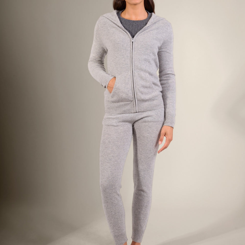 emma gilet zippé capuche nuage chiné 100% cachemire