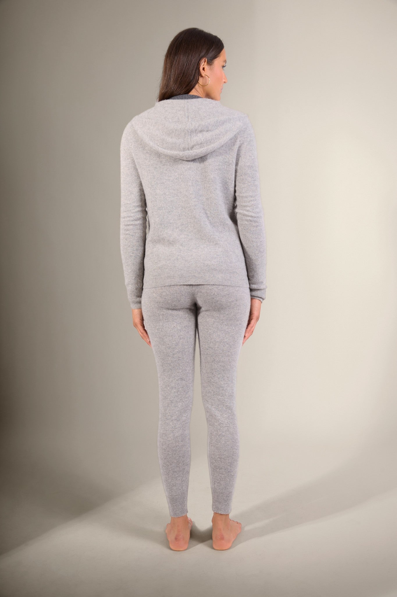 emma gilet zippé capuche nuage chiné 100% cachemire