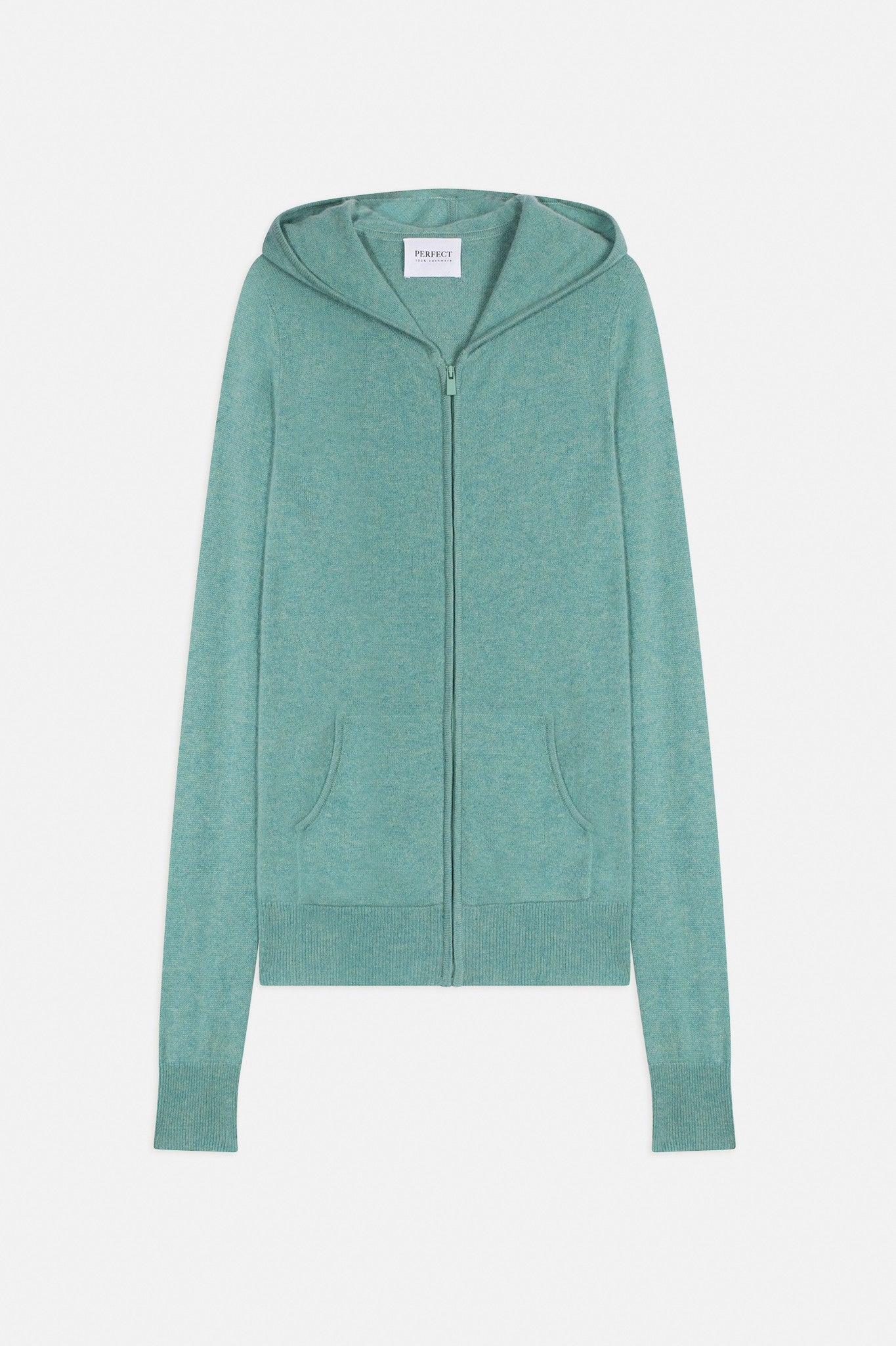 emma gilet zippé capuche vert chiné 100% cachemire