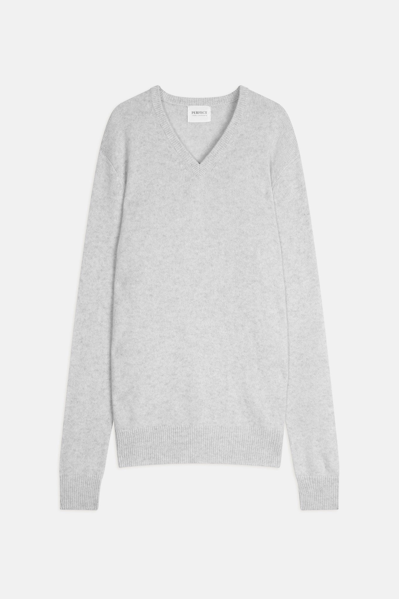 enzo pull col v 4 fils gris perle chiné 100% cachemire