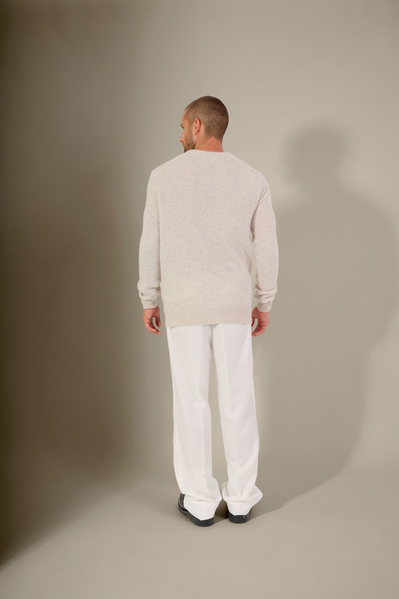 enzo pull col v 4 fils gris perle chiné 100% cachemire