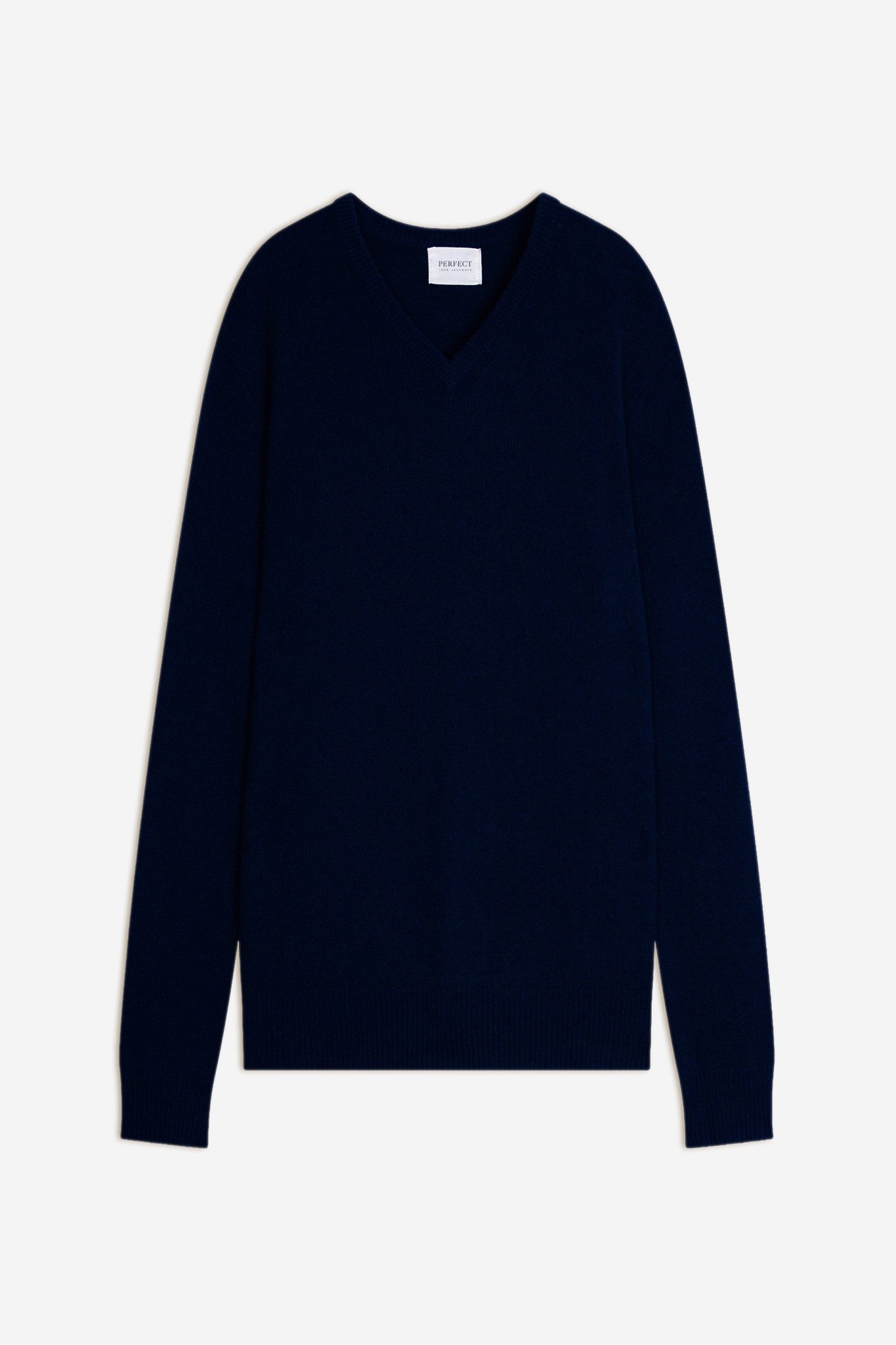 enzo pull col v 4 fils navy 100% cachemire