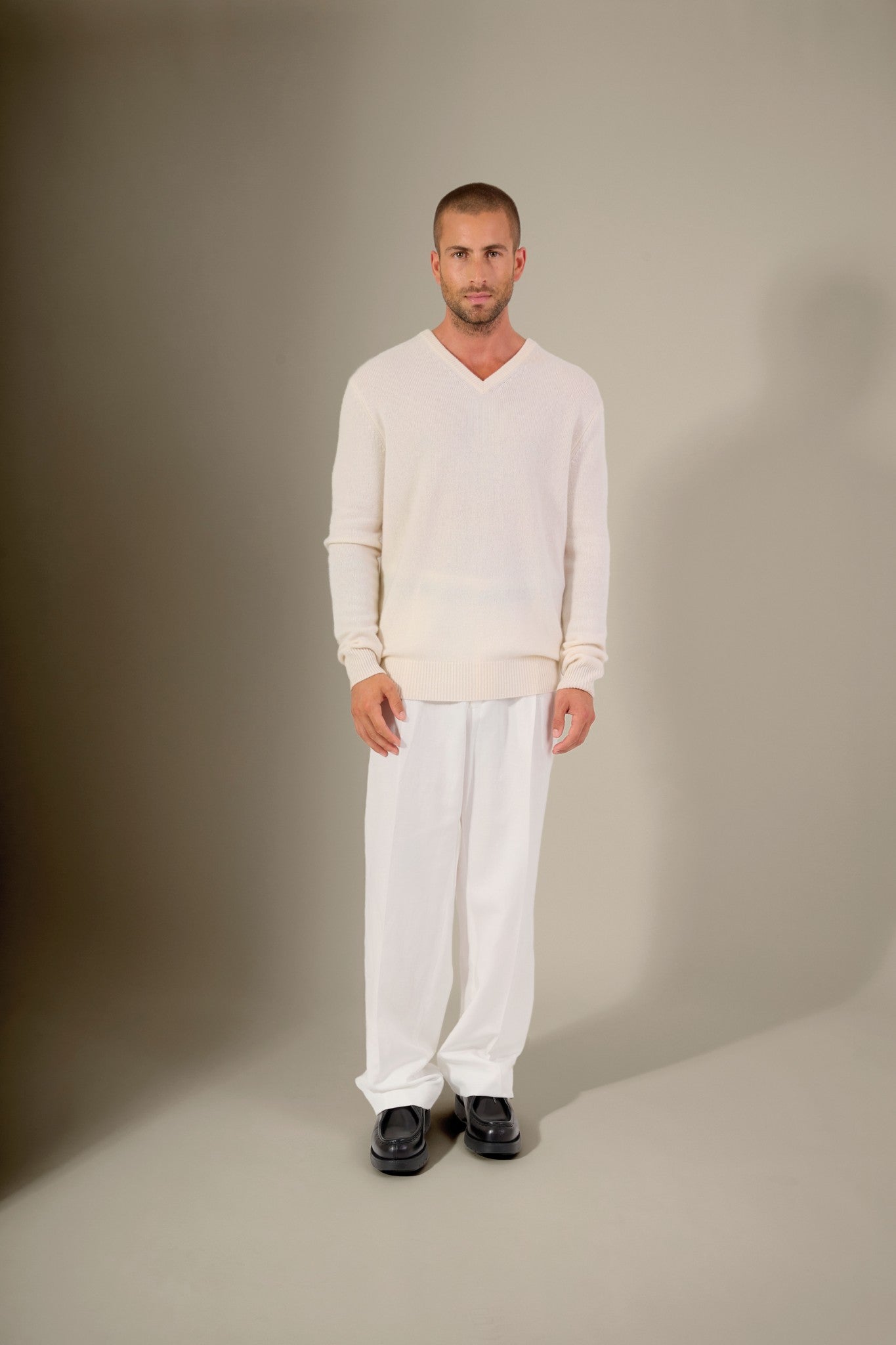 enzo pull col v 4 fils neige 100% cachemire