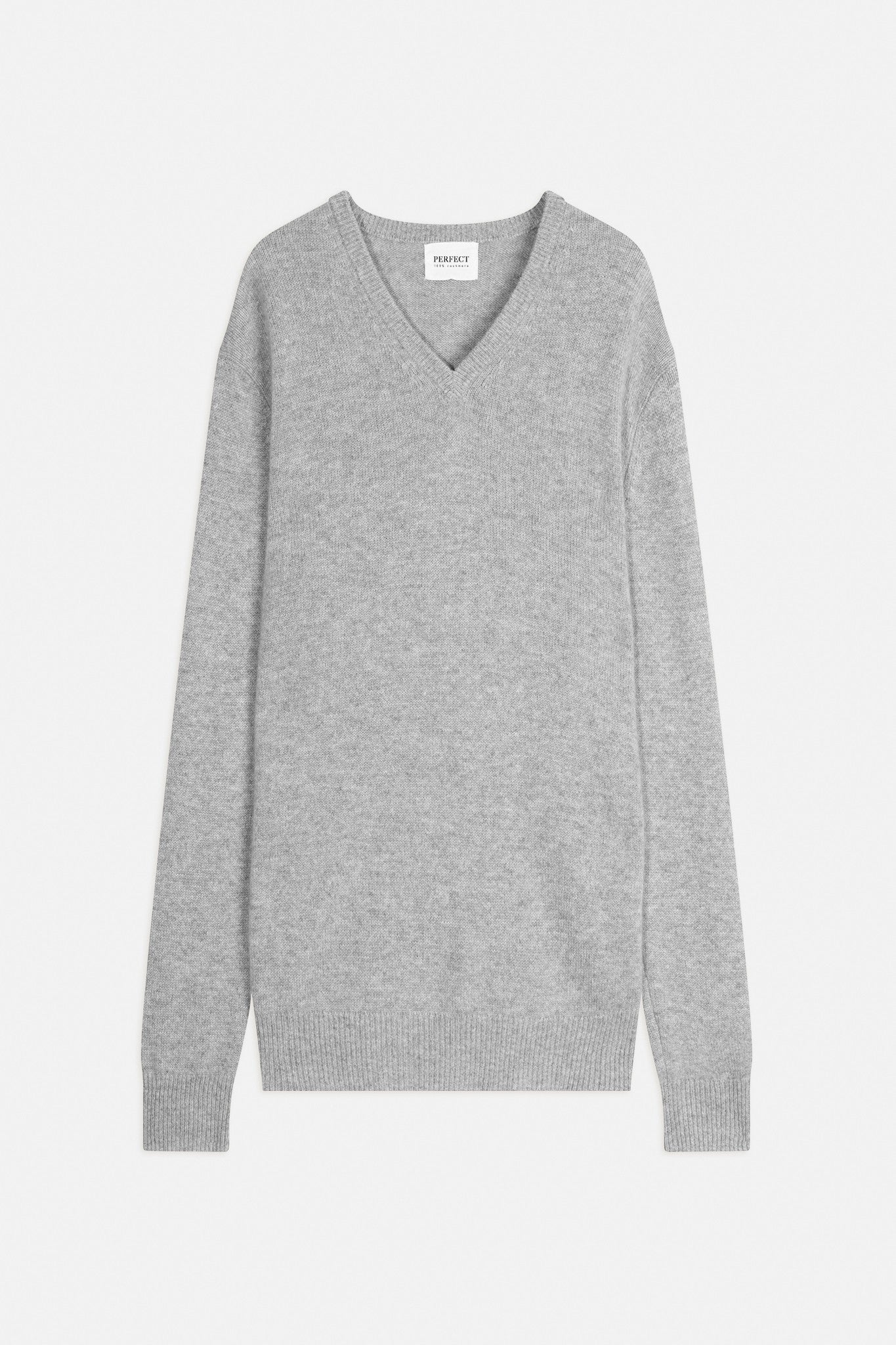 enzo pull col v 4 fils nuage chiné 100% cachemire