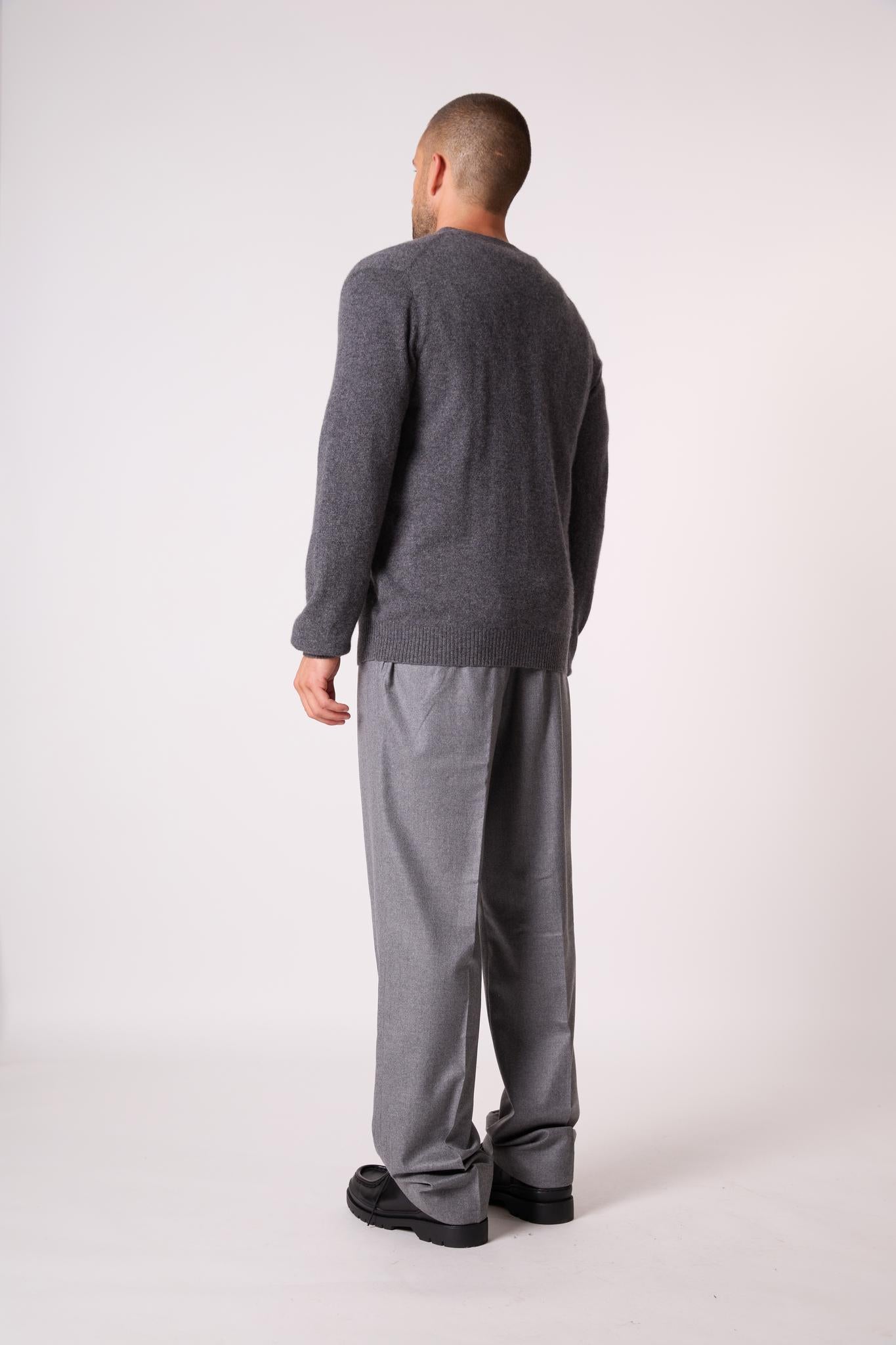ERROL cardigan col v anthracite chiné 100% cachemire