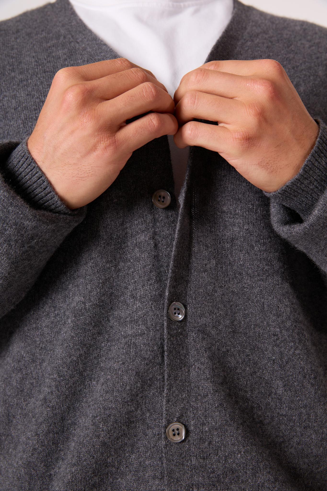 ERROL cardigan col v anthracite chiné 100% cachemire