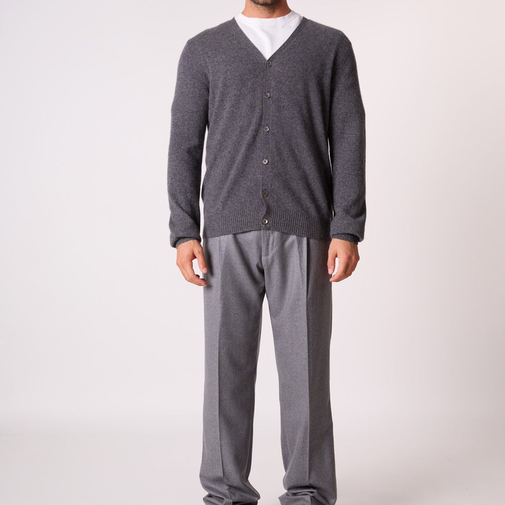 errol cardigan col v anthracite chiné 100% cachemire