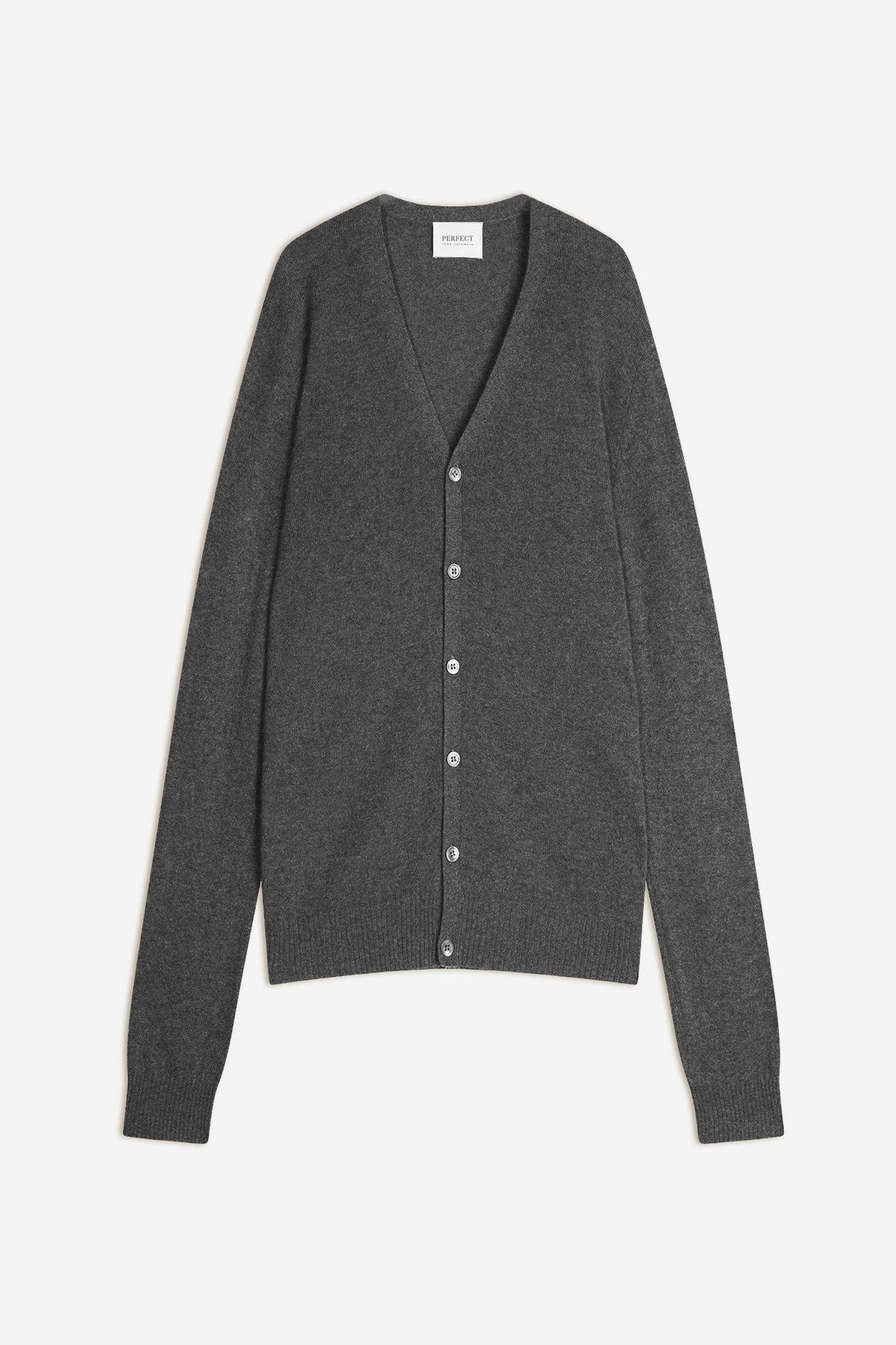errol cardigan col v anthracite chiné 100% cachemire