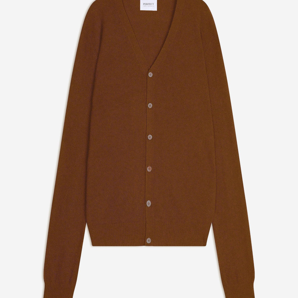 errol cardigan col v chataigne 100% cachemire