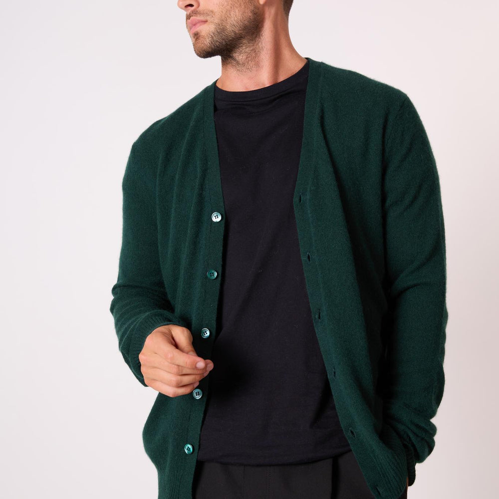 ERROL cardigan col v cyprès 100% cachemire