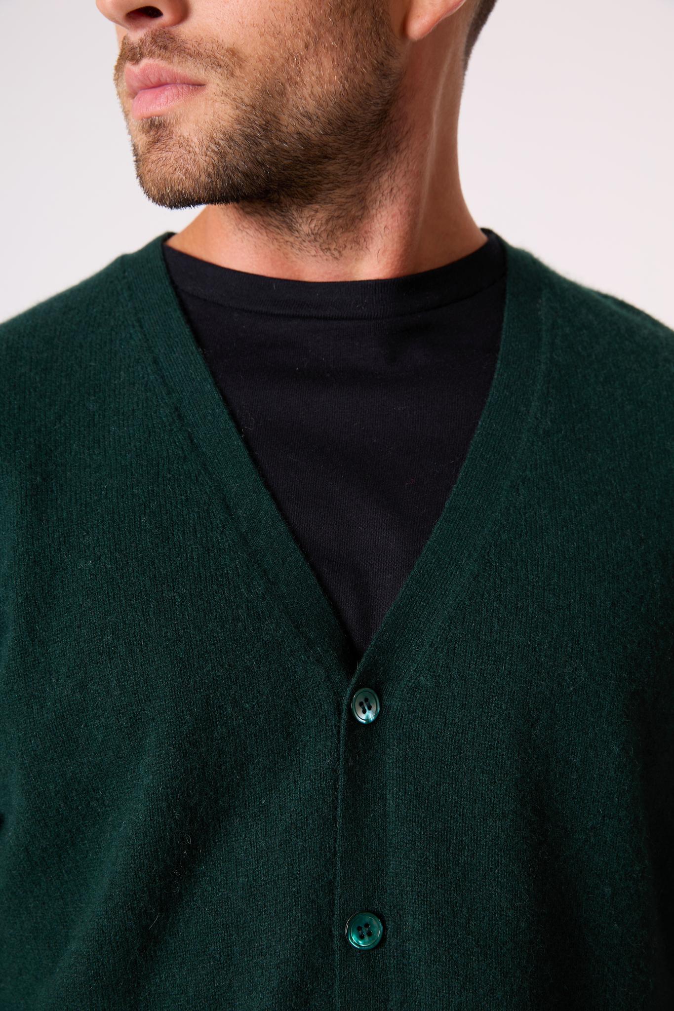 ERROL cardigan col v cyprès 100% cachemire