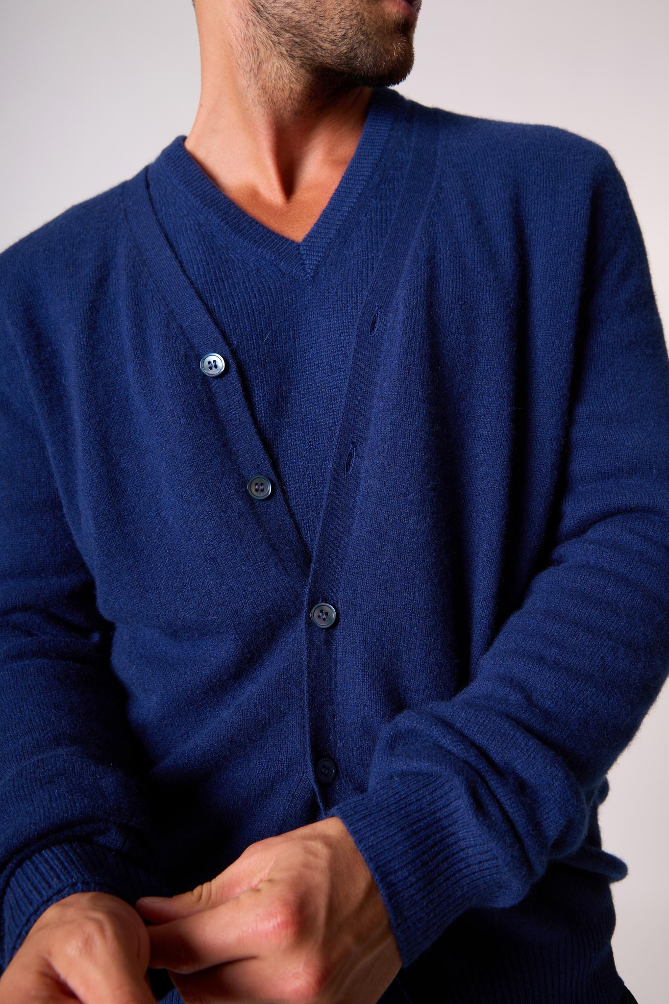 ERROL cardigan col v minuit 100% cachemire