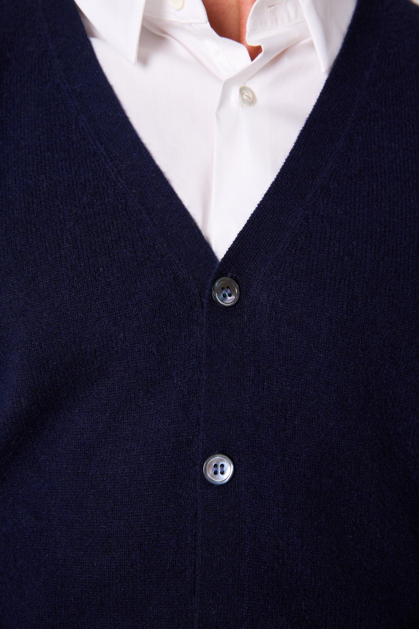 ERROL cardigan col v navy 100% cachemire