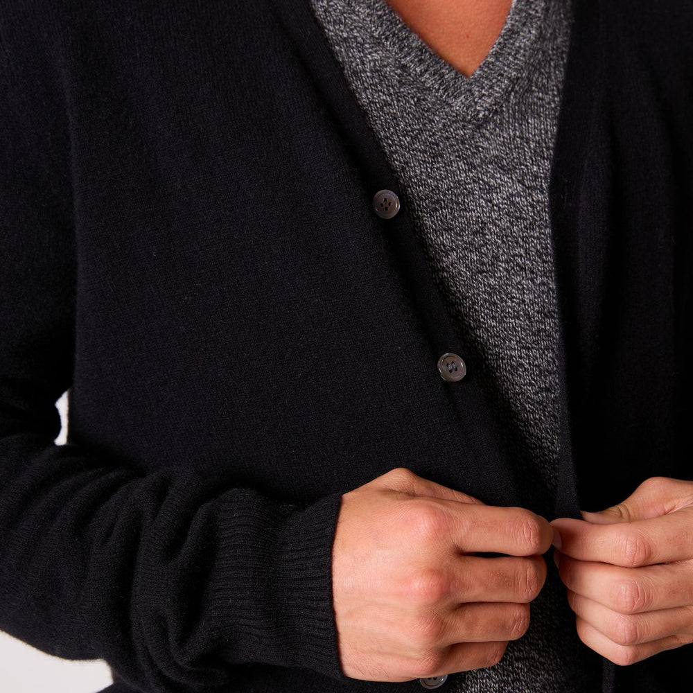 ERROL cardigan col v noir 100% cachemire