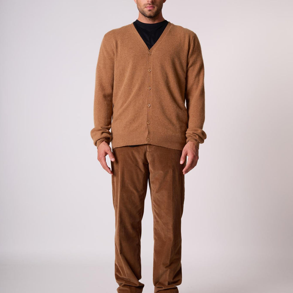ERROL cardigan col v noisette 100% cachemire