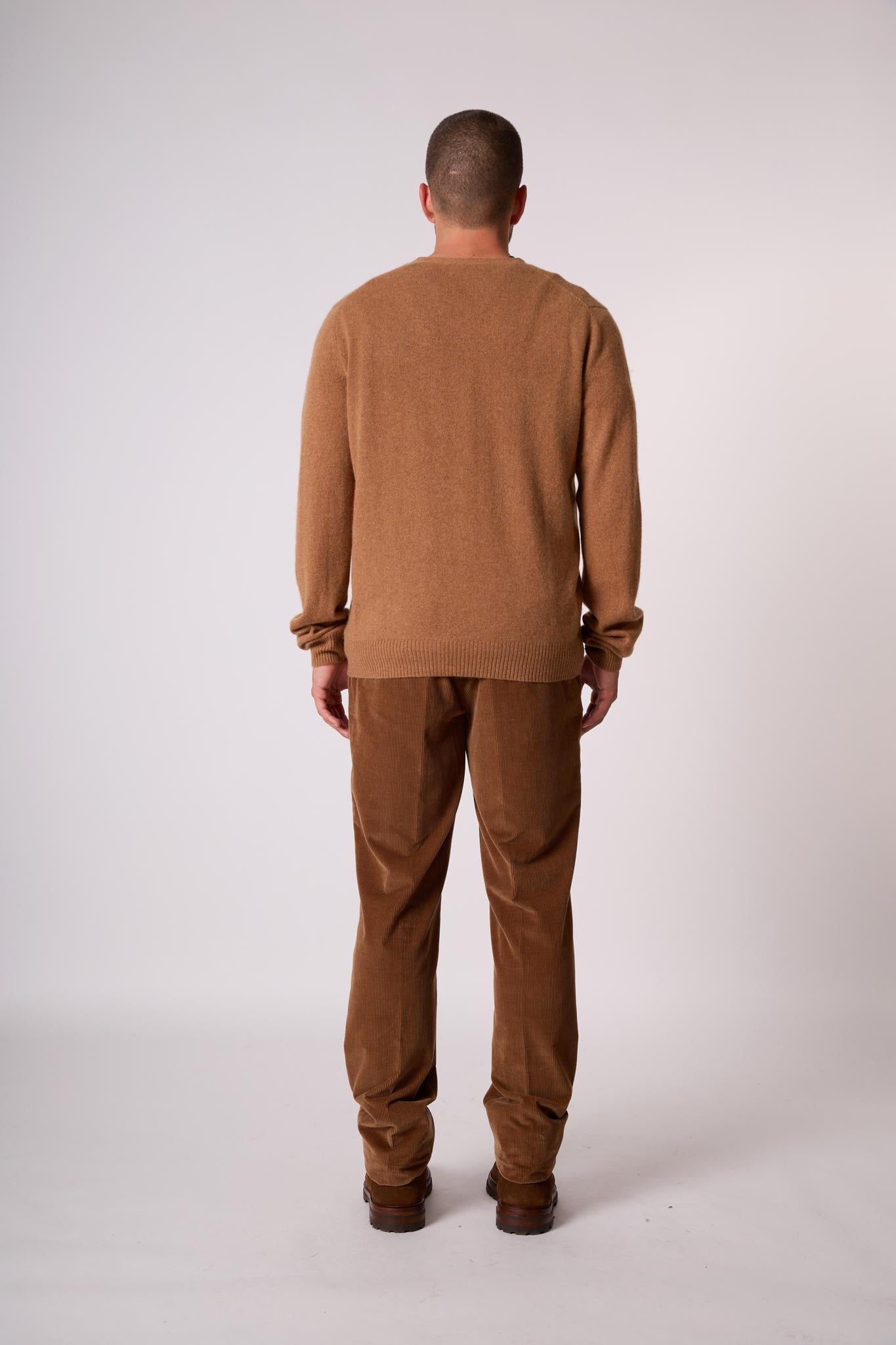 ERROL cardigan col v noisette 100% cachemire