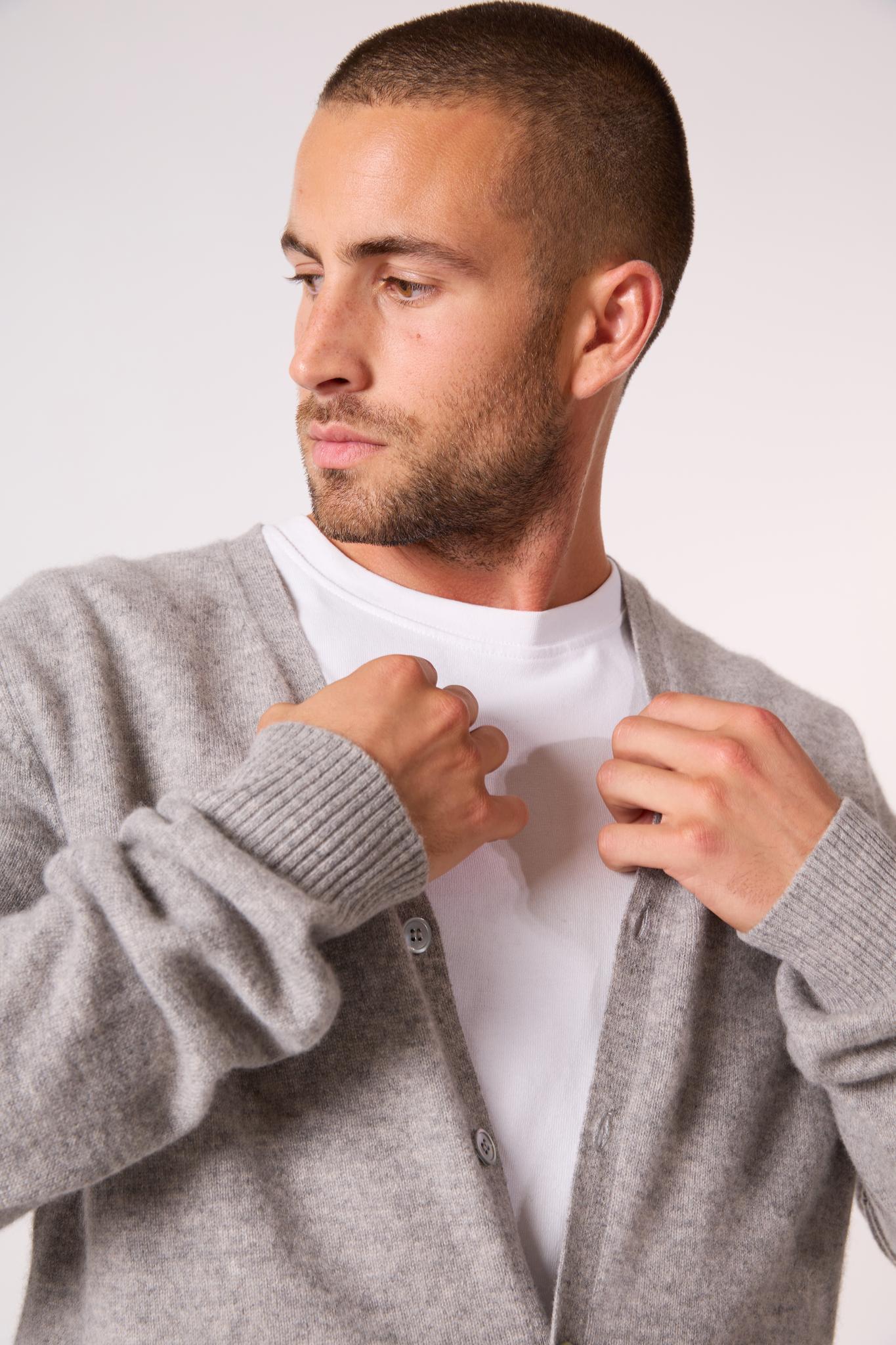 ERROL cardigan col v nuage chiné 100% cachemire
