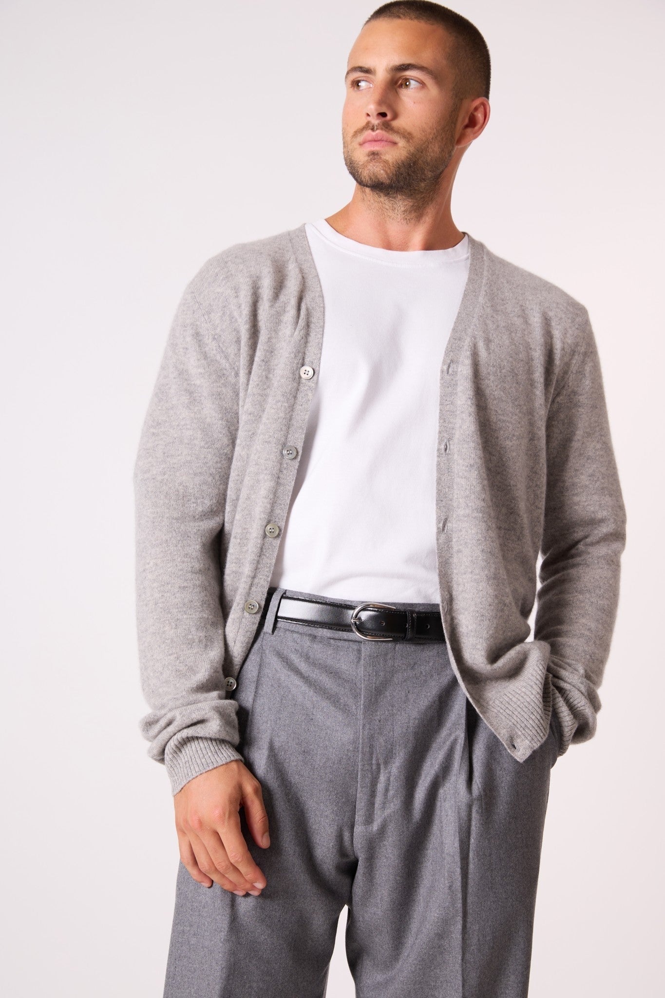 errol cardigan col v nuage chiné 100% cachemire