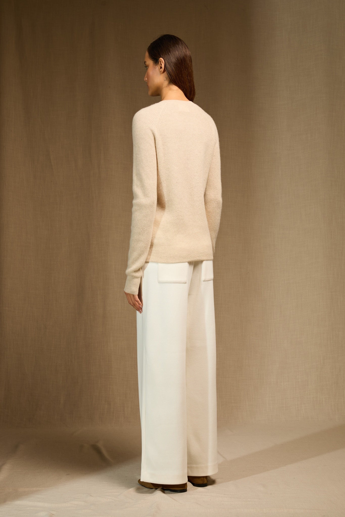 eugenia pull col rond avoine 100% cachemire