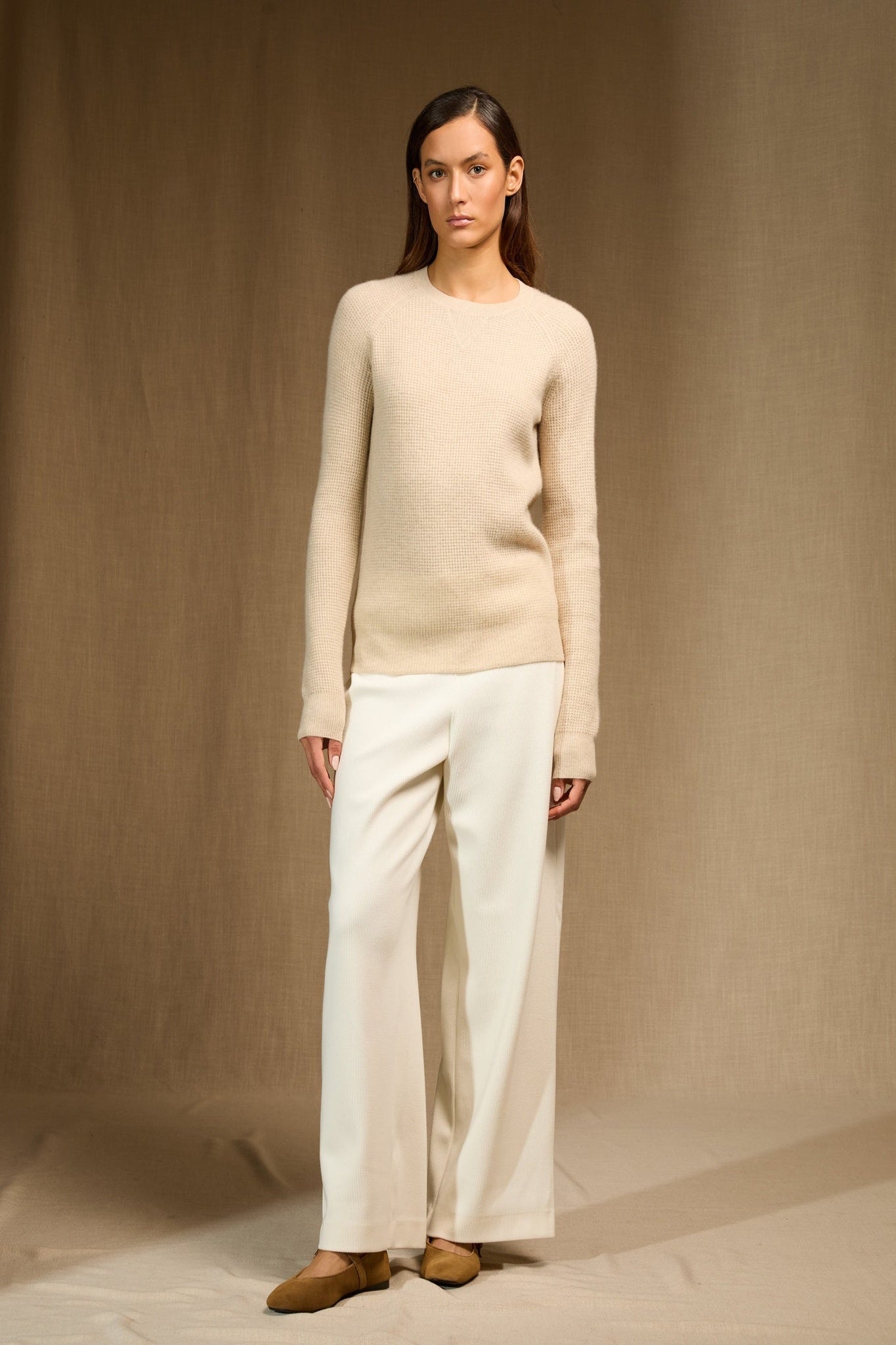 eugenia pull col rond avoine 100% cachemire