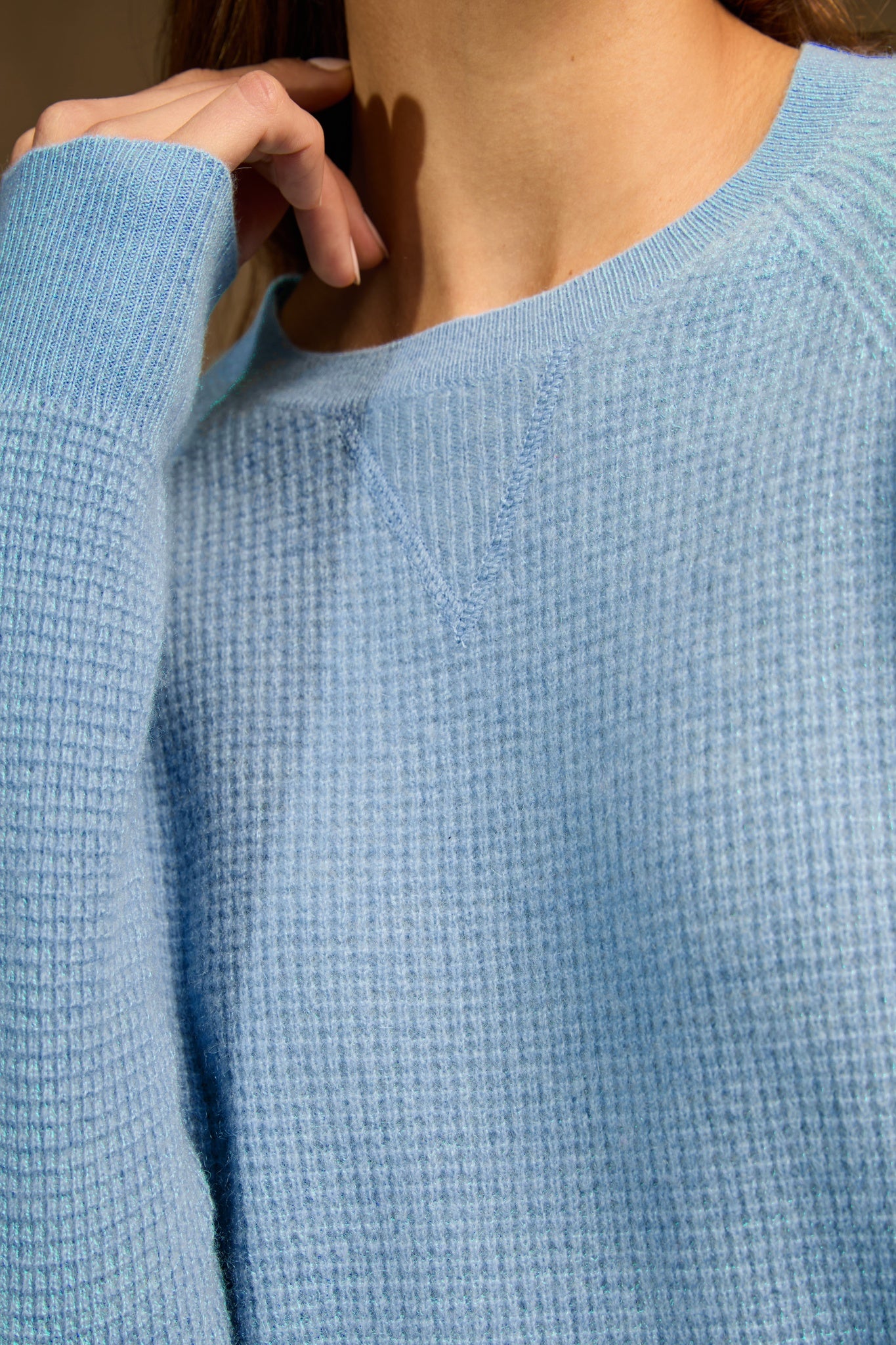 eugenia pull col rond bleu inca 100% cachemire