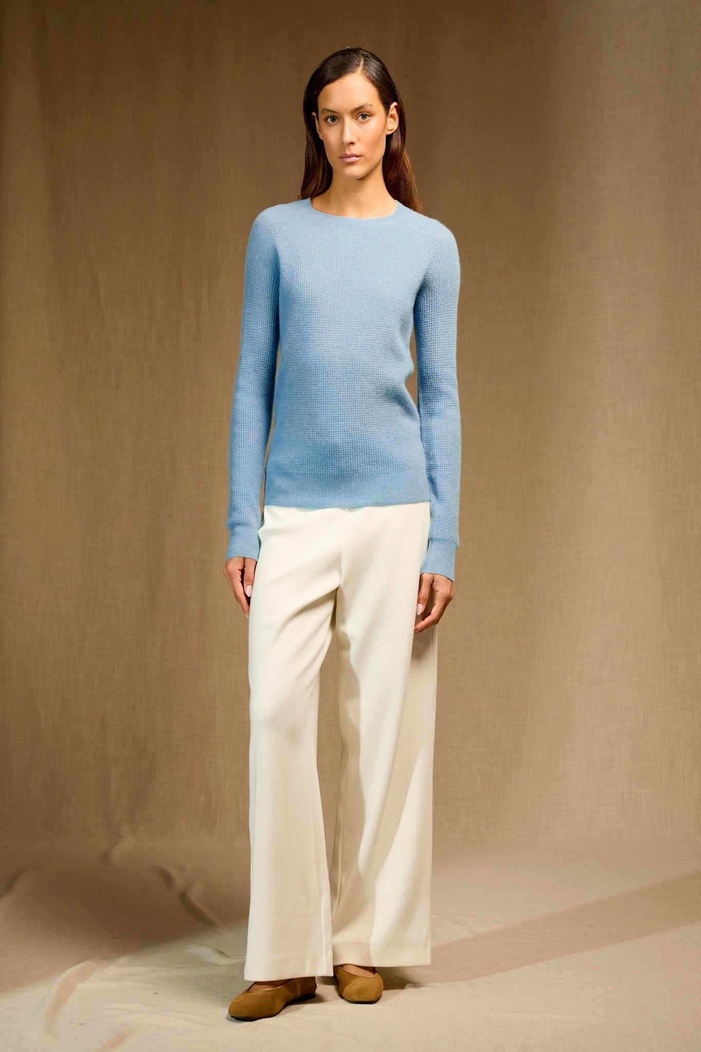 eugenia pull col rond bleu inca 100% cachemire