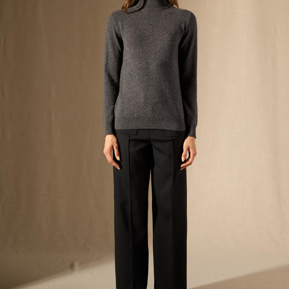 Evelina pull col montant anthracite chiné 100% cachemire