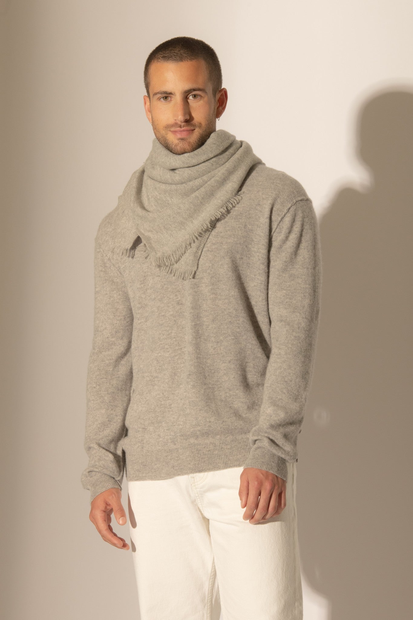 firvidas écharpe carrée gris chiné 100% cachemire