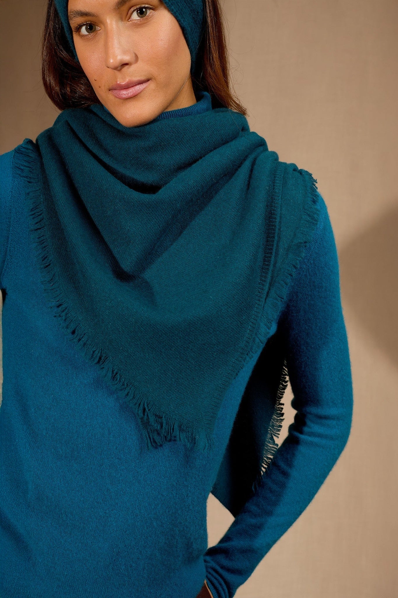 firvidas écharpe carrée vert canard 100% cachemire