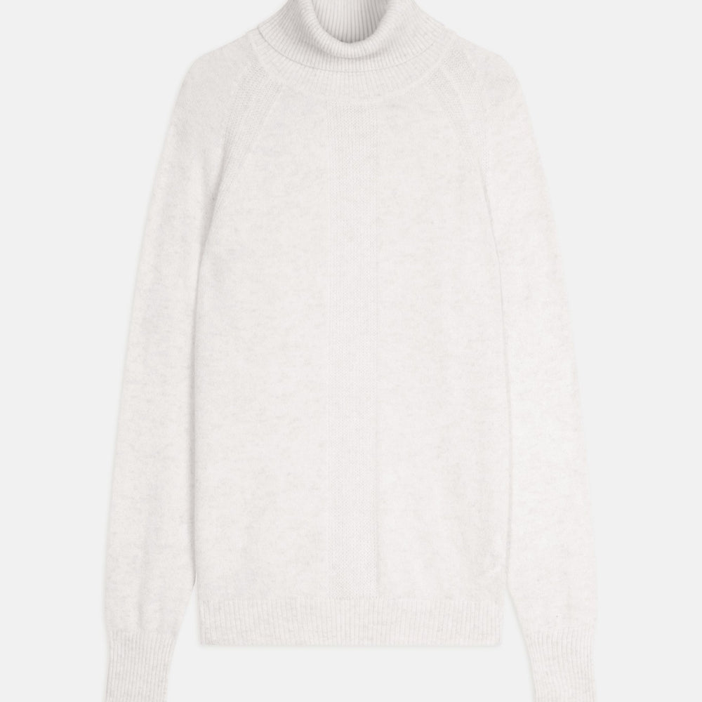 florivien pull col roulé blanc chiné 100% cachemire