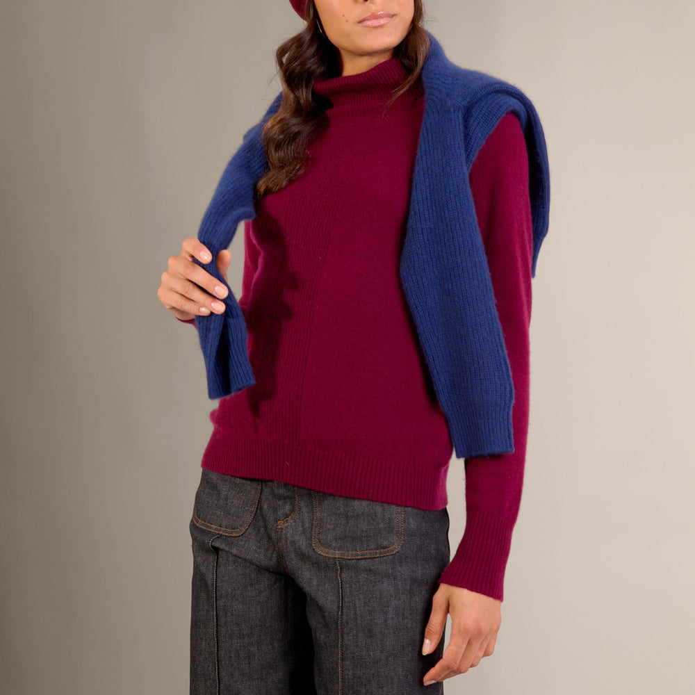 florivien pull col roulé bordeaux 100% cachemire
