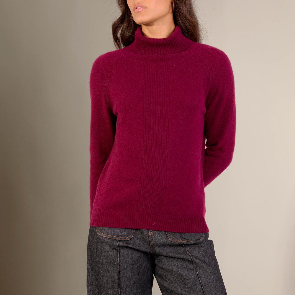 florivien pull col roulé bordeaux 100% cachemire