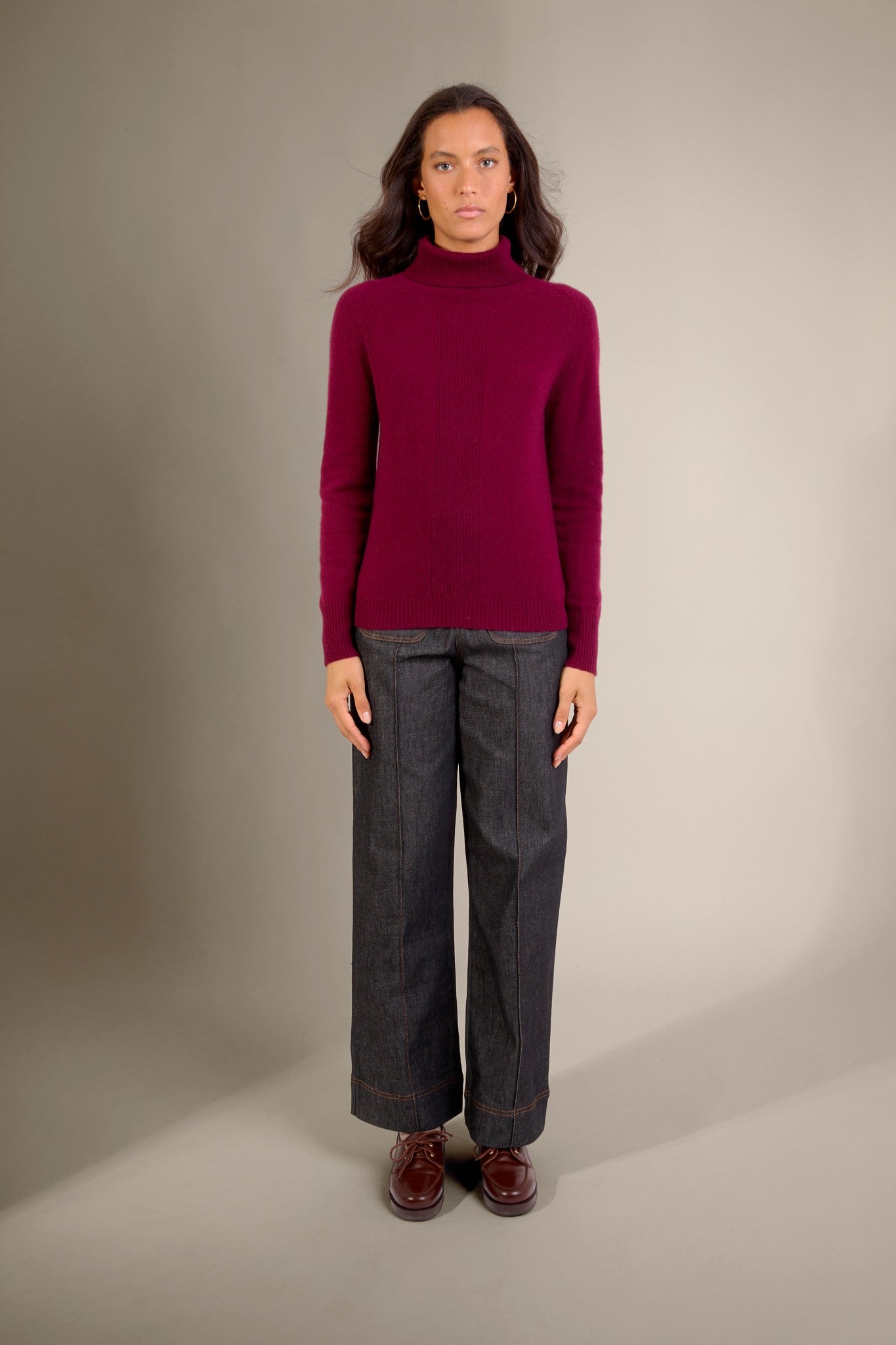 florivien pull col roulé bordeaux 100% cachemire