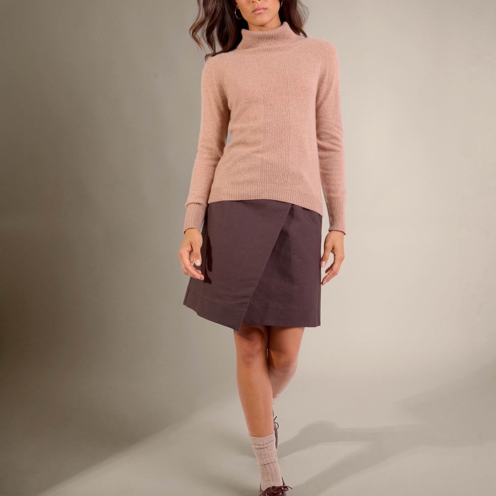 florivien pull col roulé camel chiné 100% cachemire