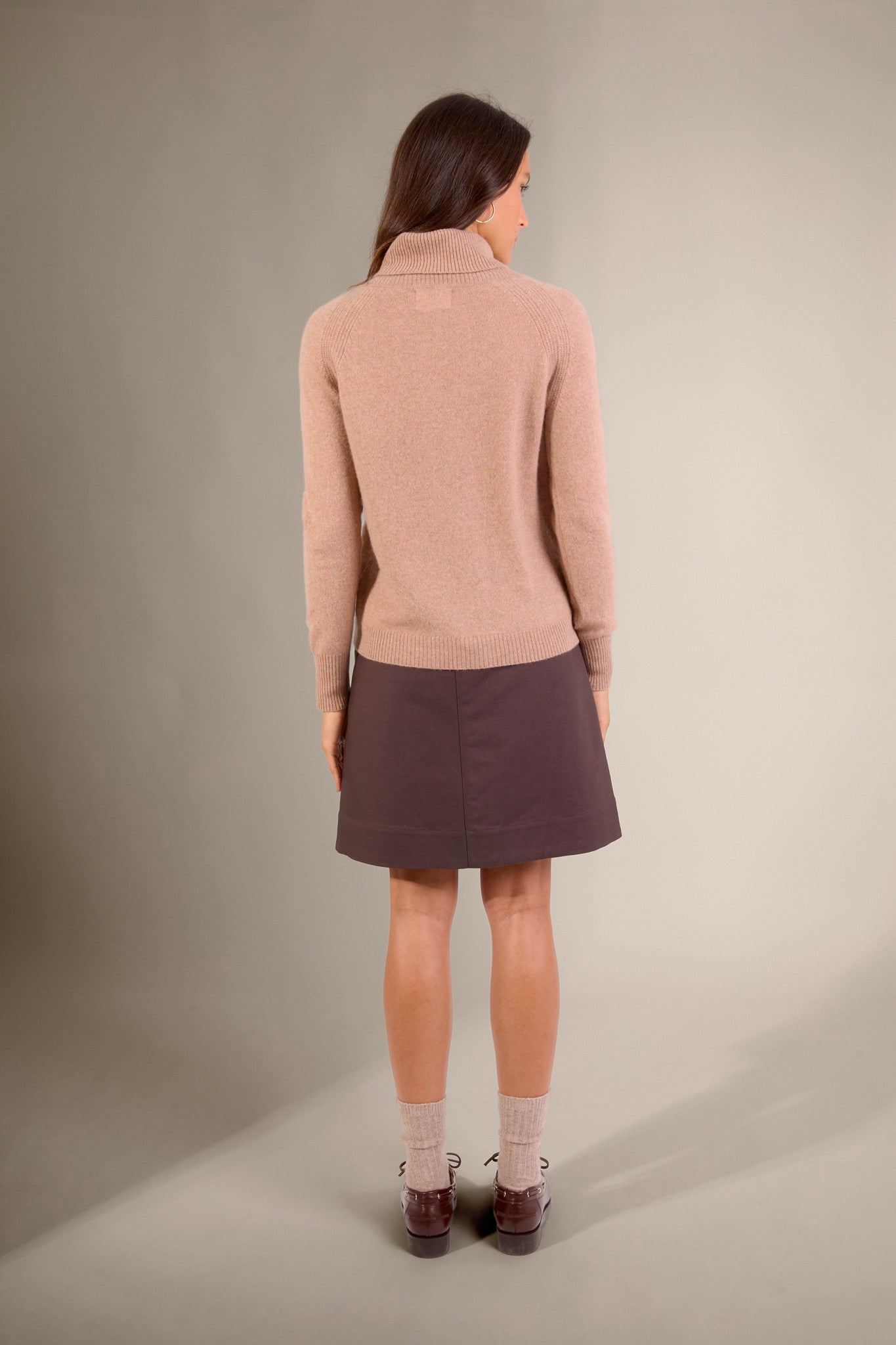 florivien pull col roulé camel chiné 100% cachemire