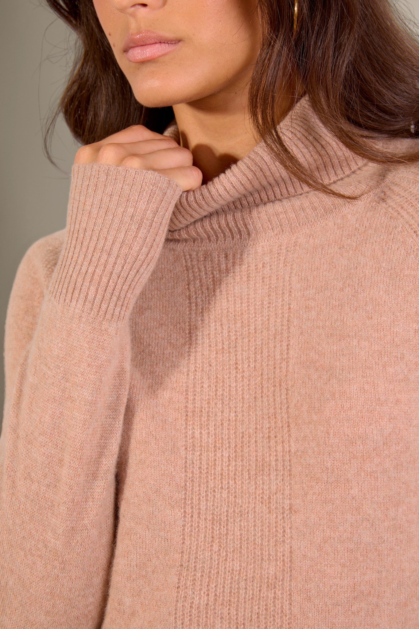 florivien pull col roulé camel chiné 100% cachemire