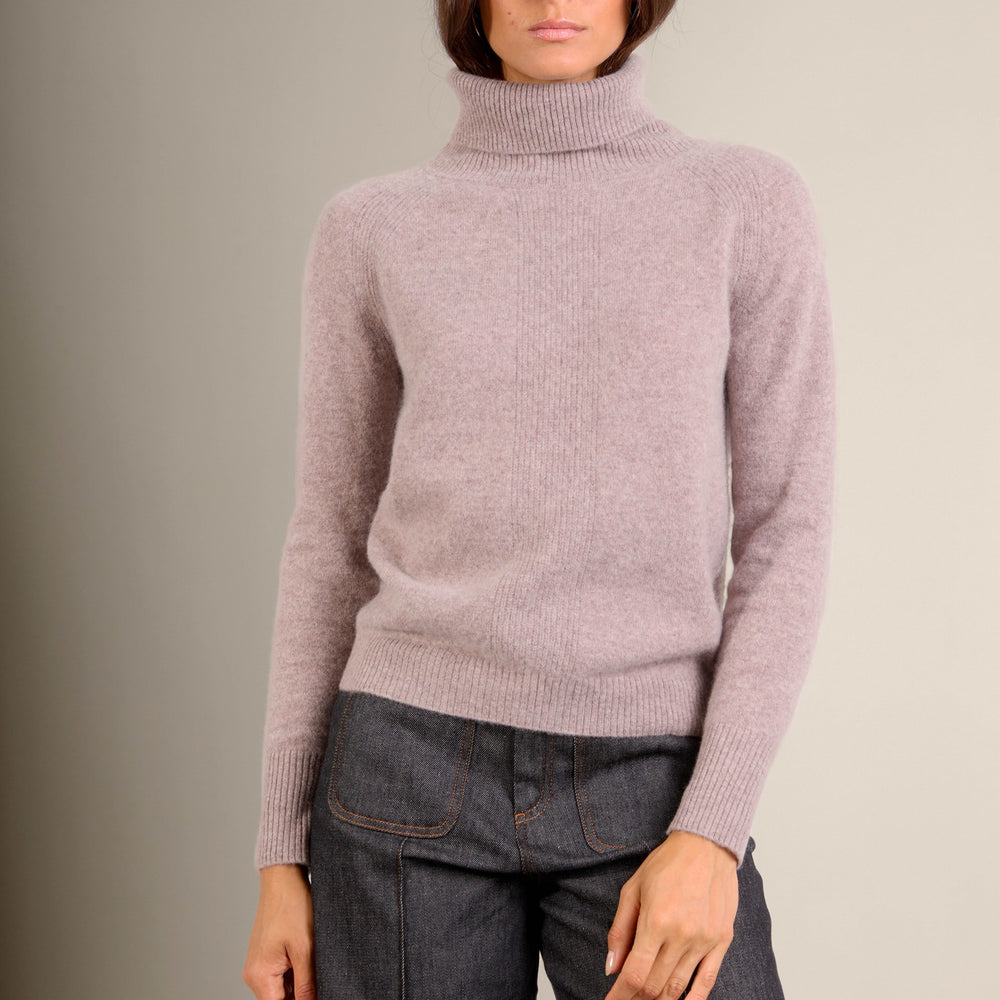 florivien pull col roulé caribou chiné 100% cachemire