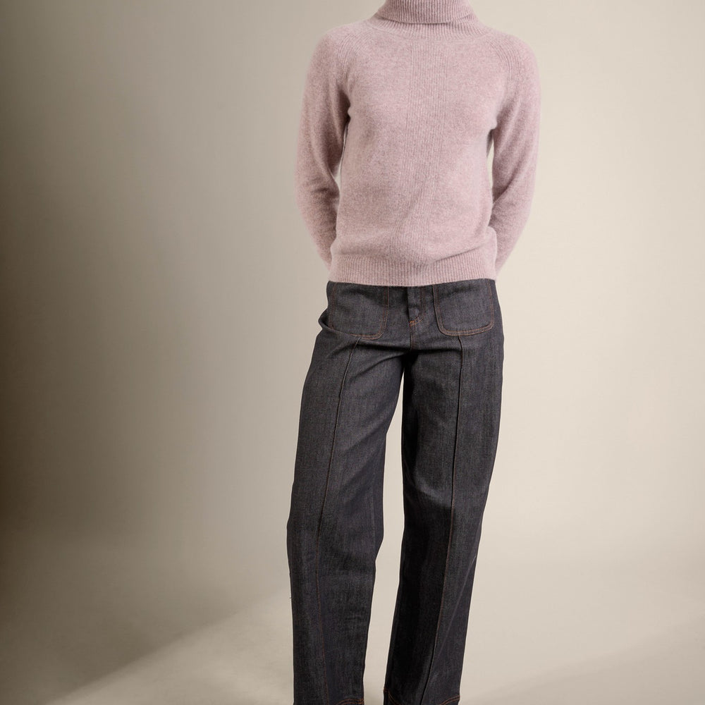 florivien pull col roulé caribou chiné 100% cachemire