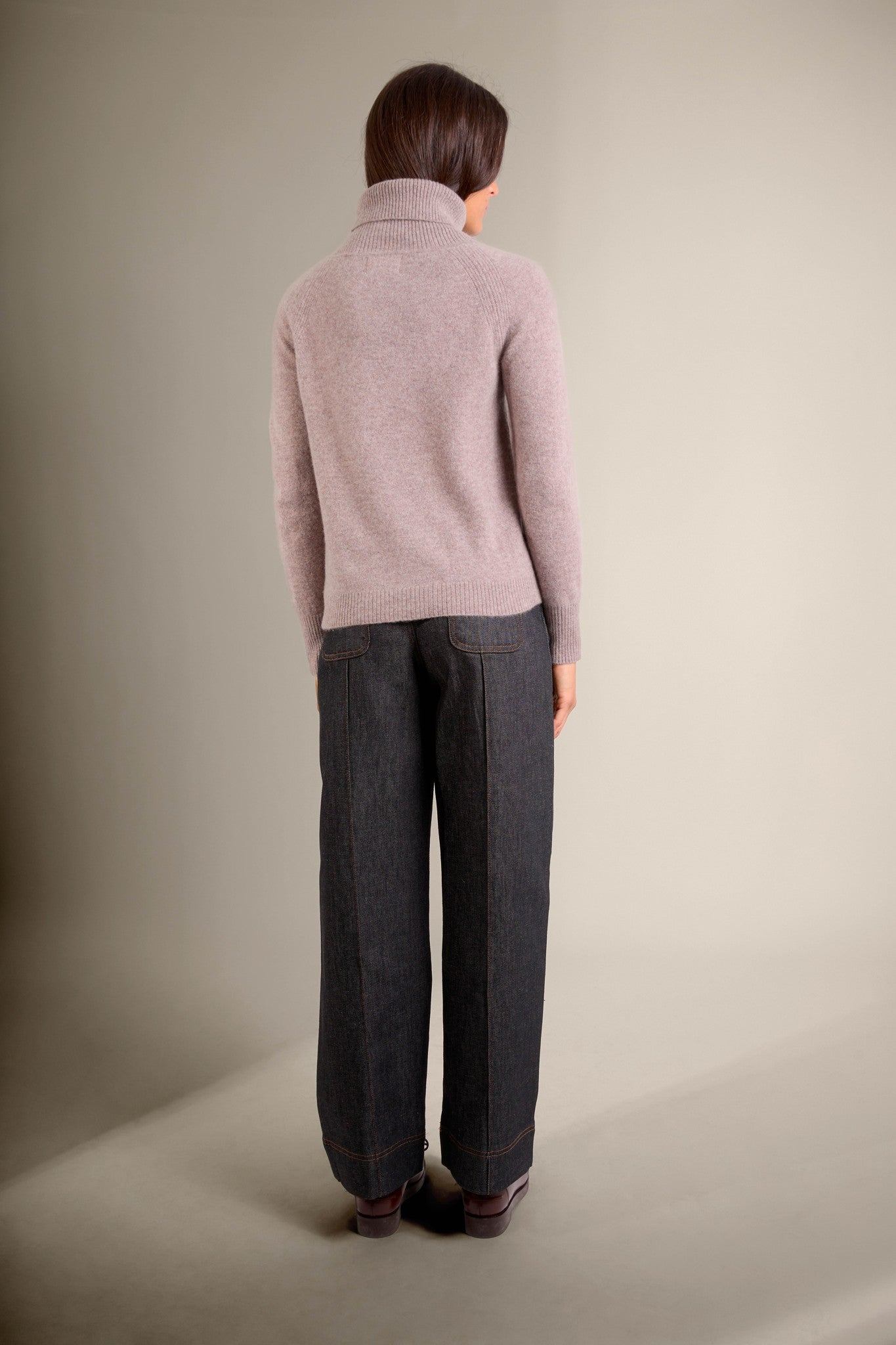 florivien pull col roulé caribou chiné 100% cachemire