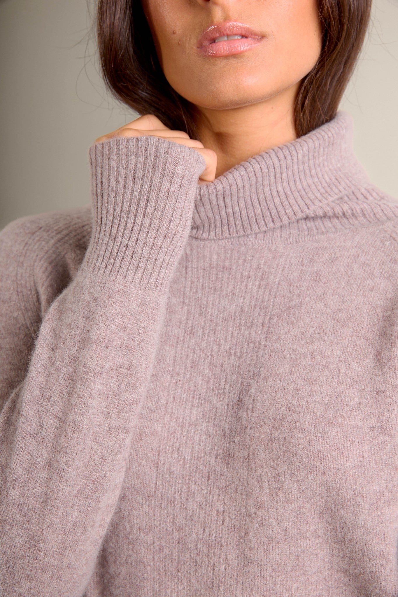 florivien pull col roulé caribou chiné 100% cachemire