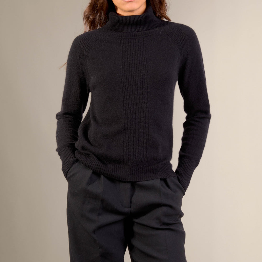 florivien pull col roulé noir 100% cachemire