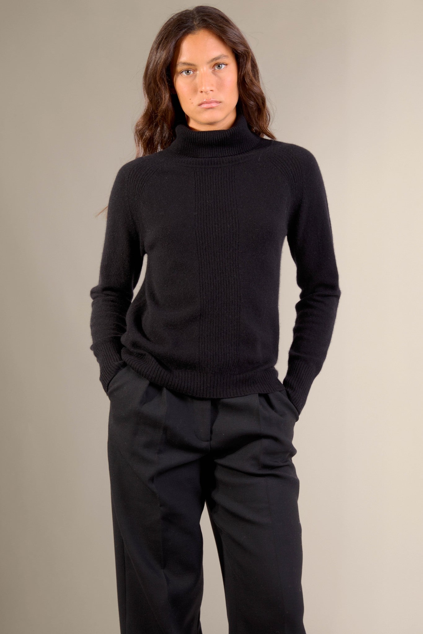 florivien pull col roulé noir 100% cachemire