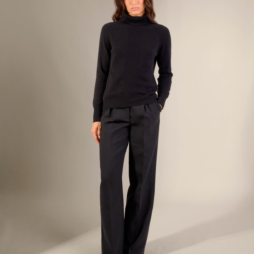 florivien pull col roulé noir 100% cachemire