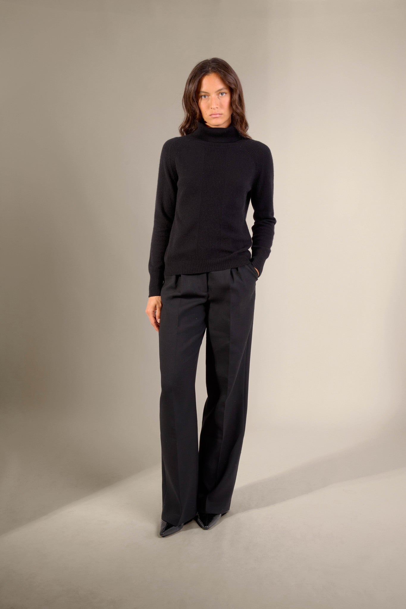 florivien pull col roulé noir 100% cachemire