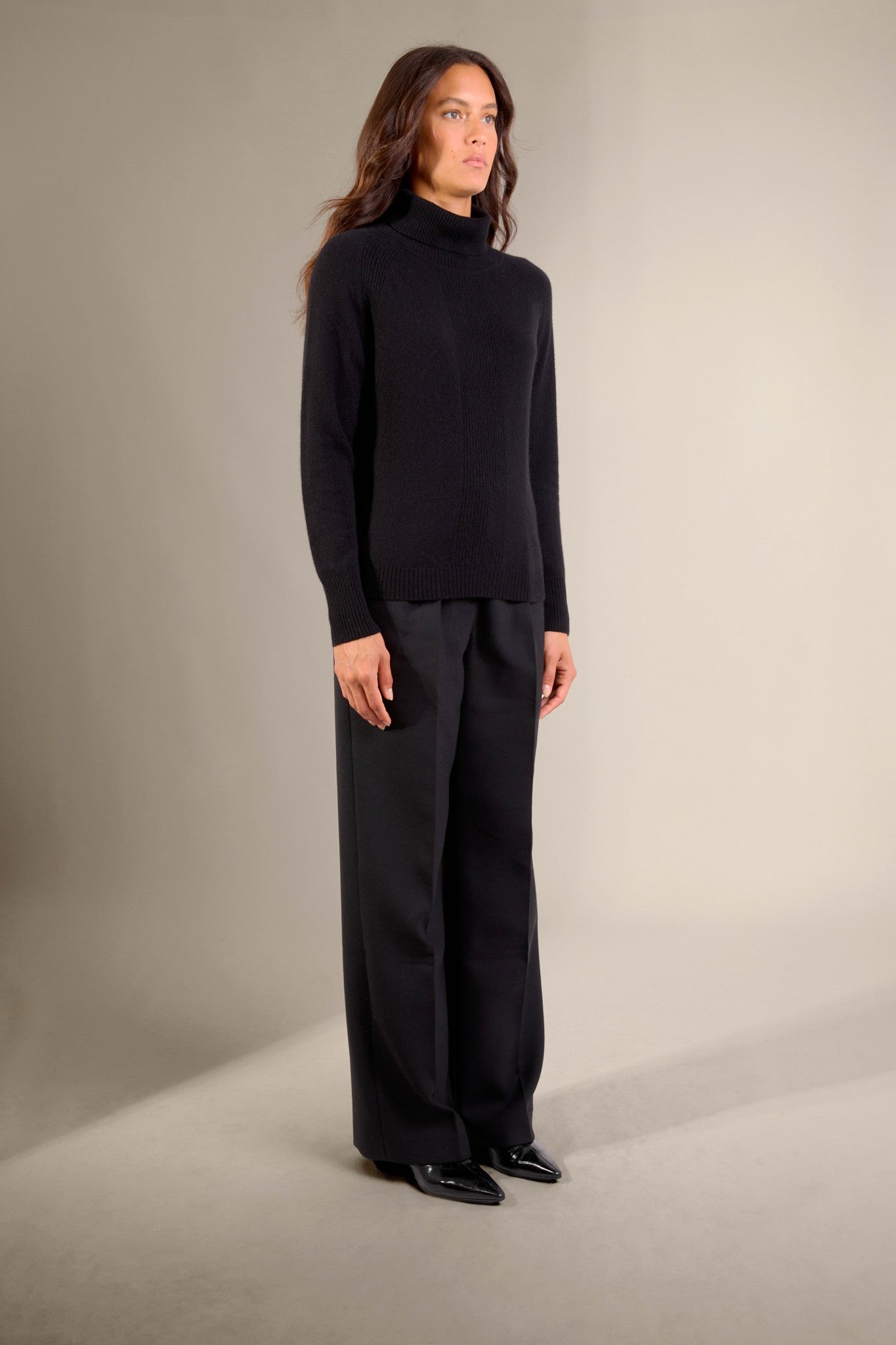 florivien pull col roulé noir 100% cachemire