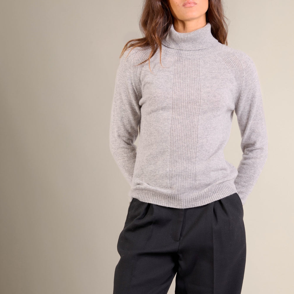 florivien pull col roulé nuage chiné 100% cachemire