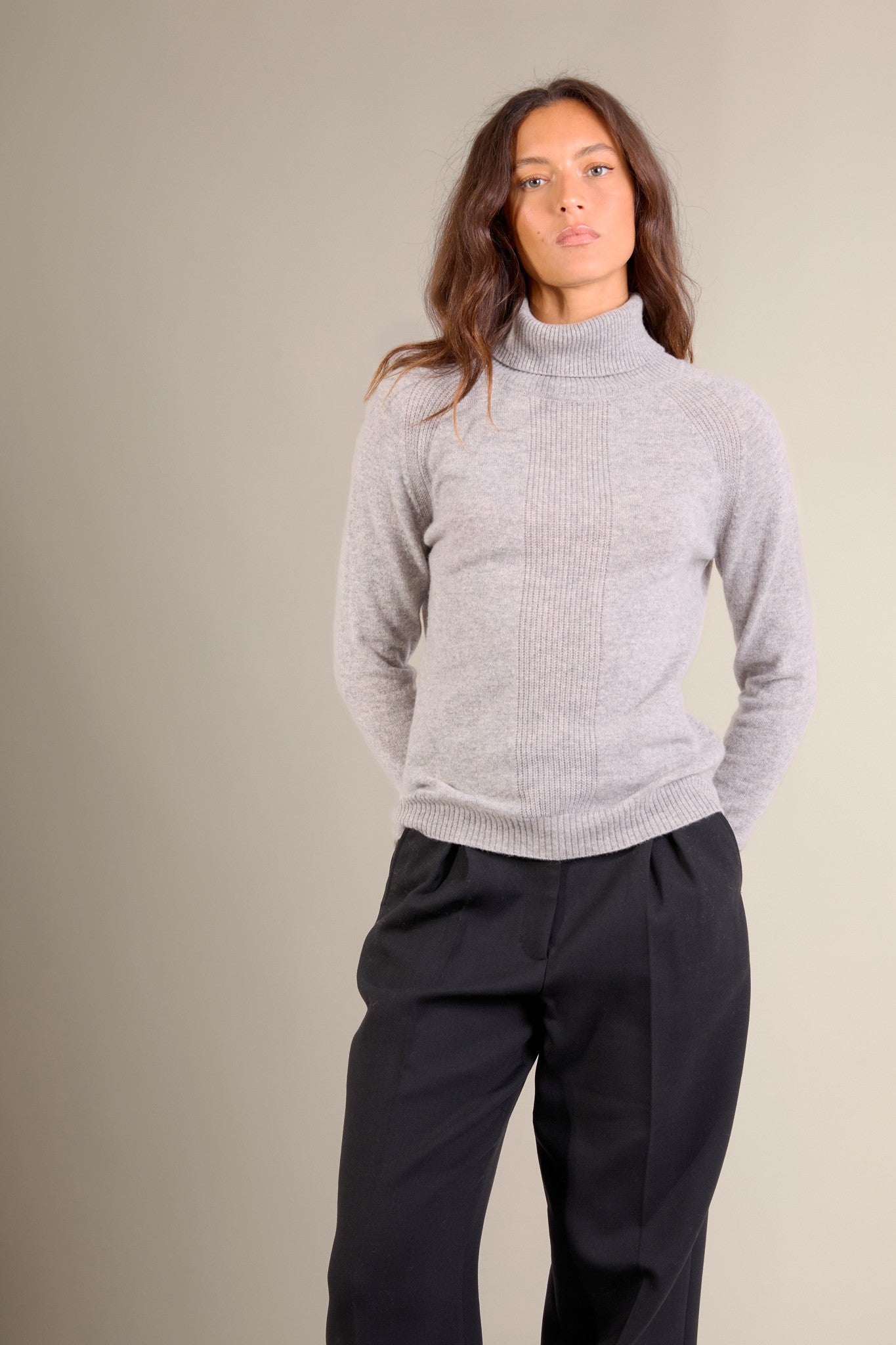 florivien pull col roulé nuage chiné 100% cachemire