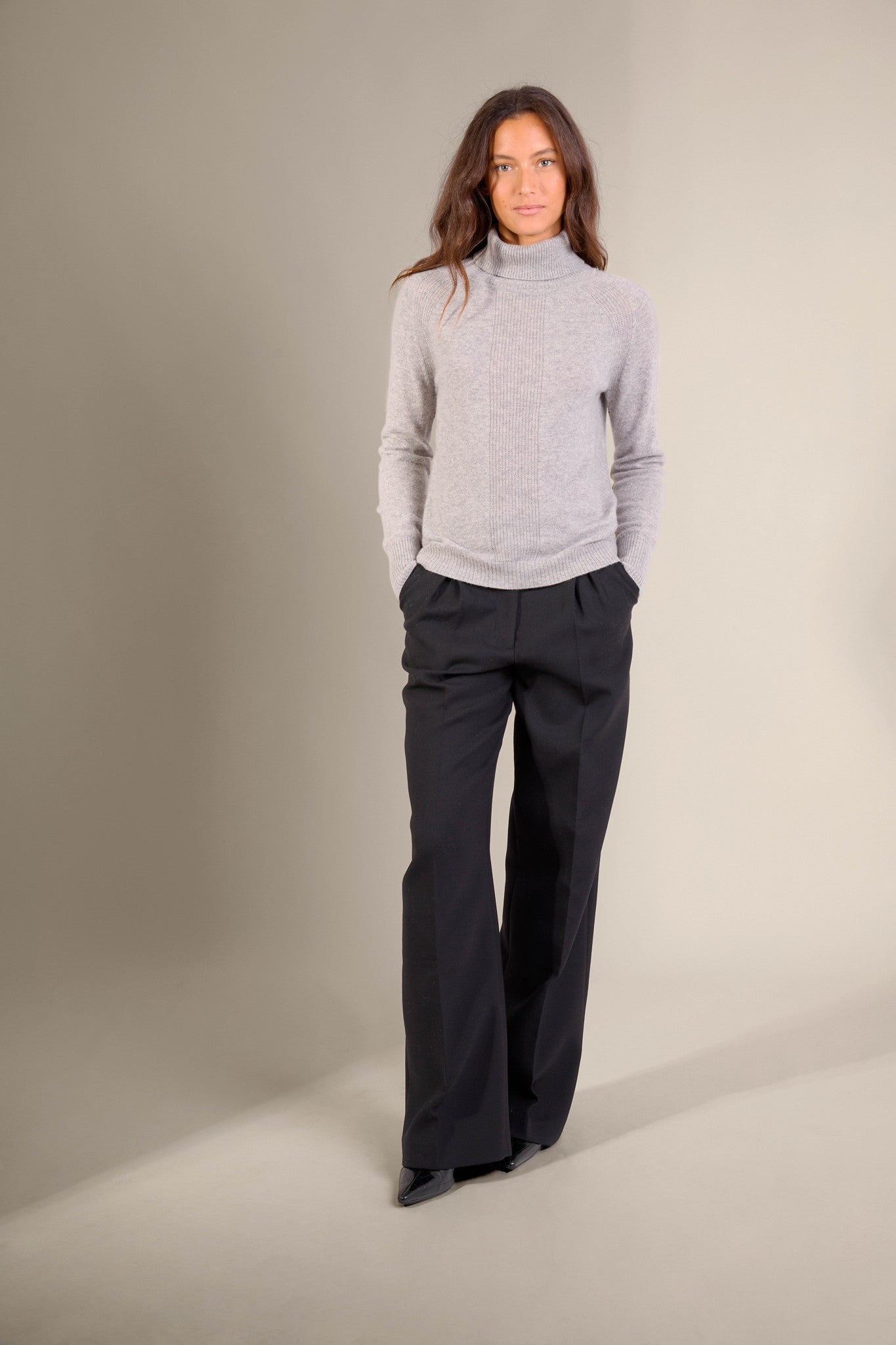 florivien pull col roulé nuage chiné 100% cachemire