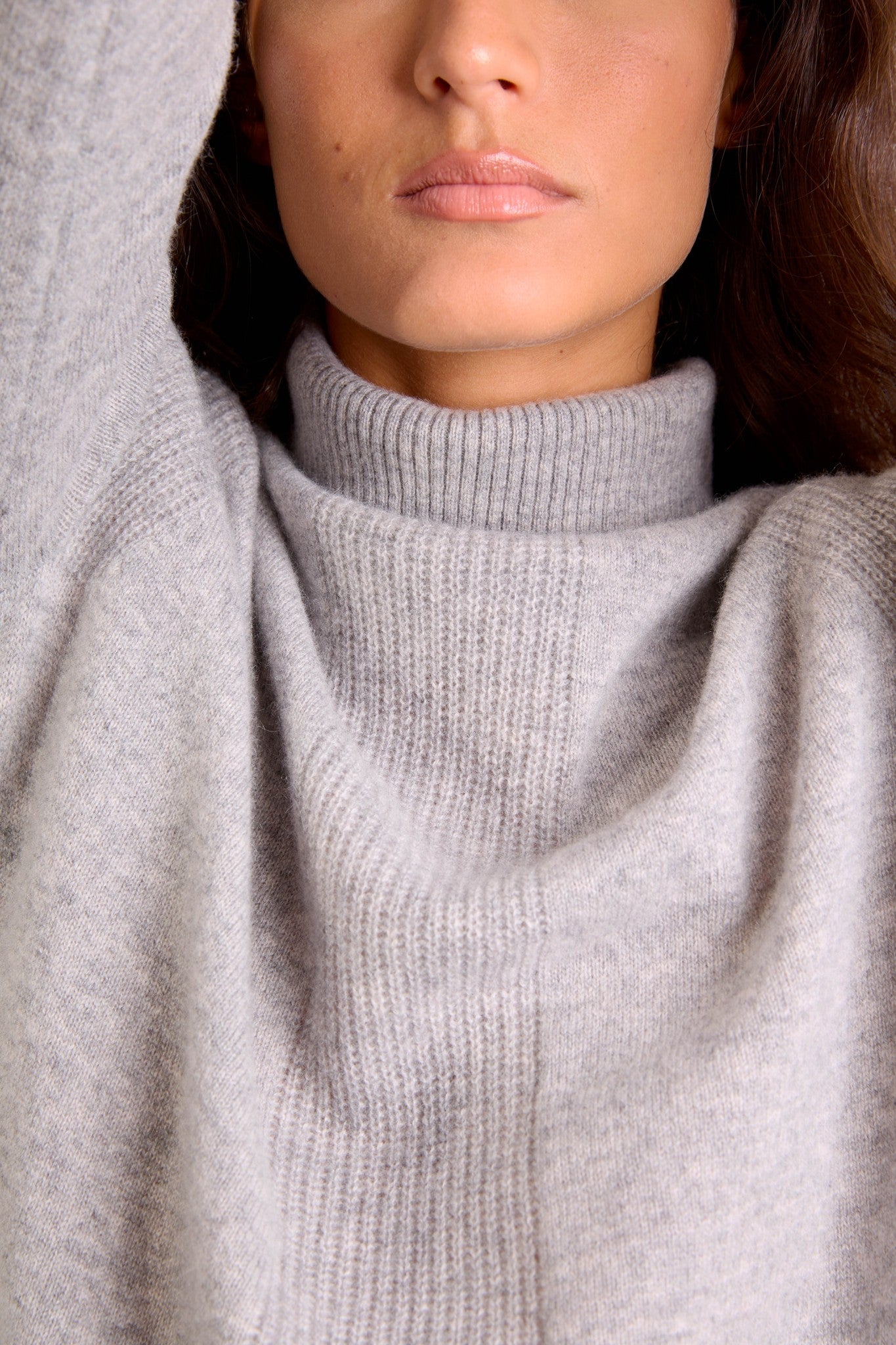 florivien pull col roulé nuage chiné 100% cachemire