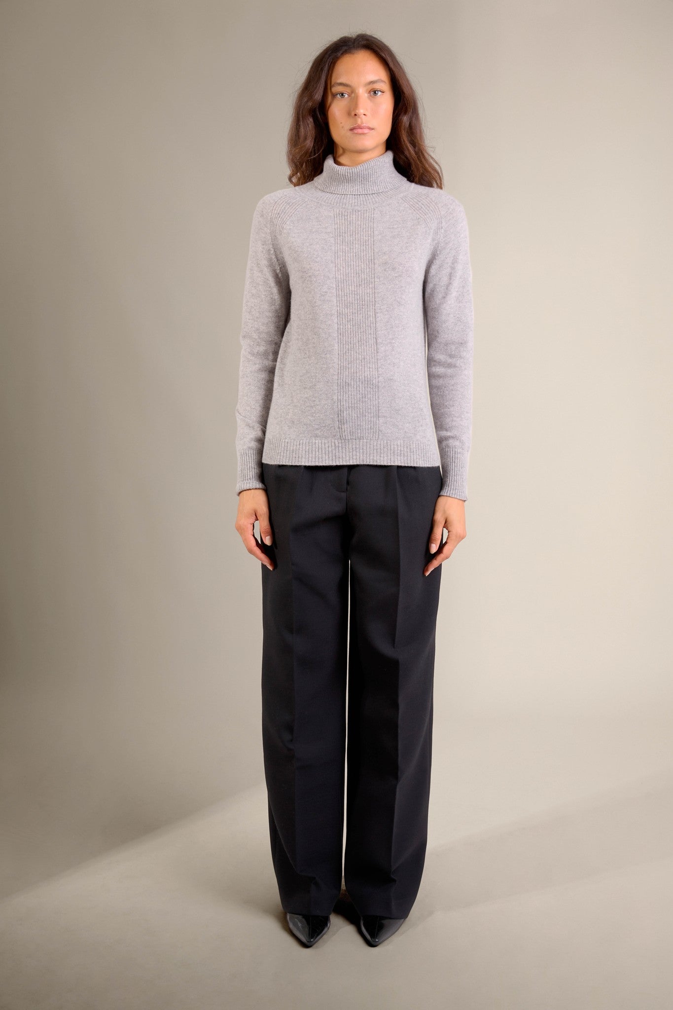 florivien pull col roulé nuage chiné 100% cachemire